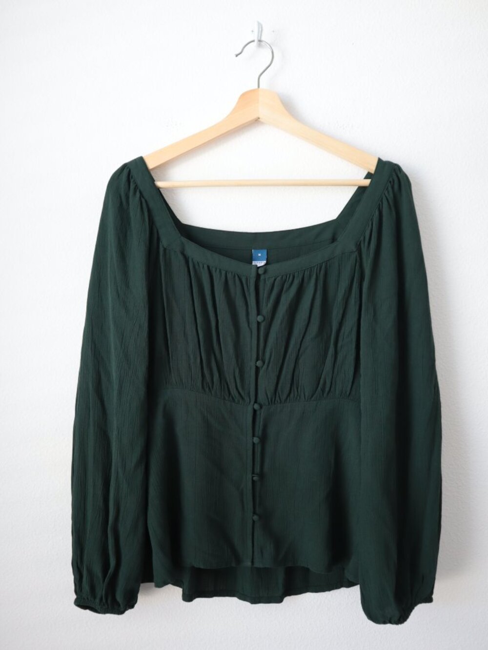 Old Navy Square Neck Button Front Peasant Blouse | M
